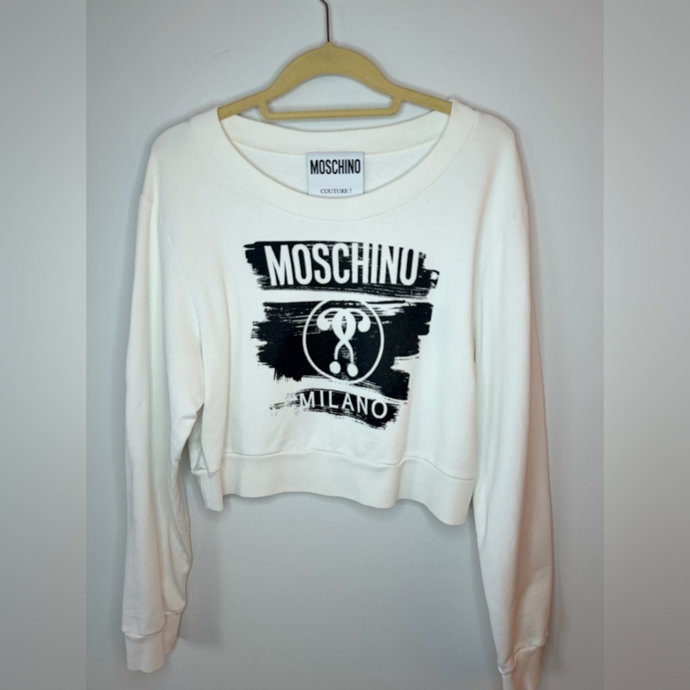 White Moschino Couture Cropped Sweater – Size 10 - Picture 1 of 12